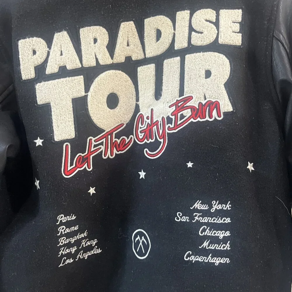 Authentic Jordan Craig Paradise Tour Varsity Jacket Off Black Beige Size 14